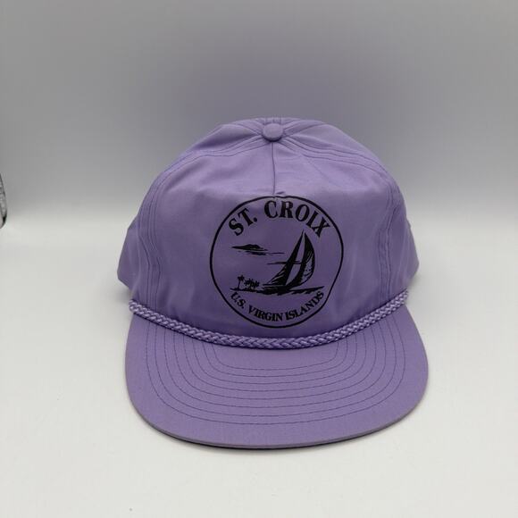 Winner Other - Vintage Hat St. Croix U.S. Virgin Islands 90s Resort Cap w/ Rope Purple